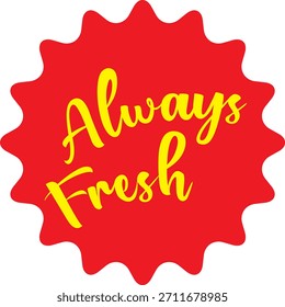 Immer frischer Text, Packungsaufkleber, frisches Fleisch, Gemüse, frisch