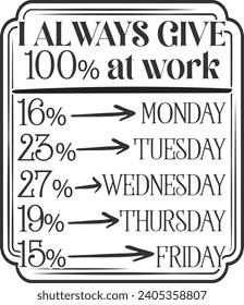 I Always Give 100 At Work - Funny Office Illustration