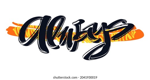 Always- lettering logo.Line art black design template. Modern creative alphabet. Poster concept. Modern logo typography. Line art poster. Modern creative template. Greeting card text template.