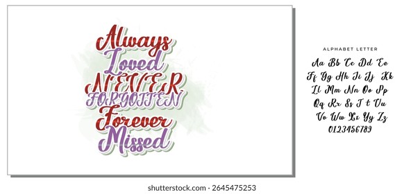 Always Loved Never Forgotten Forever Missed - Elegant Memorial Typography Design