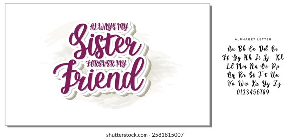 always my sister forever my friend graphic design quote phrase and cut file