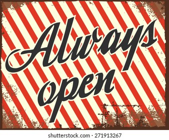 always open sign, illustration in vector format