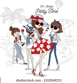 its always party time summer girl tees designs