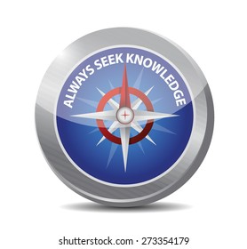 always seek knowledge compass sign concept illustration design over white