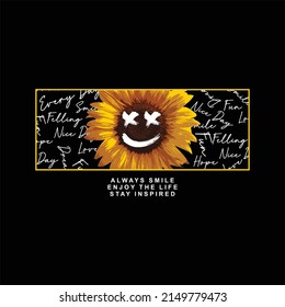 always smile sunflower simple vintage fashion