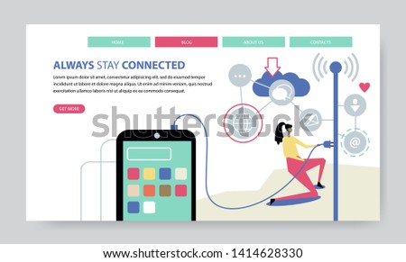 Always Stay Connected, creative website template, flat design vector illustration