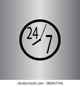 Always time icon, 24/7 vector illustration