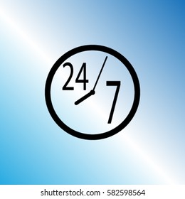 Always time icon, 24/7 vector illustration