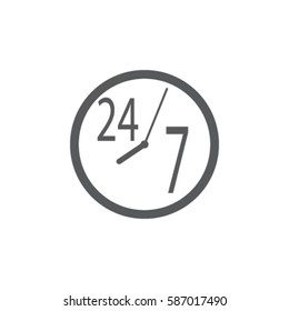 Always time icon, 24/7 vector illustration