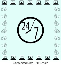 Always time icon, 24/7 vector illustration