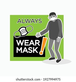Benutzen Sie immer ein Maskensymbol. Selbstschutz-Illustration - Vektorgrafik. 