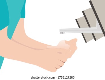 Always wash your hands in the sink to maintain cleanliness. health and hygiene. Vector flat illustration