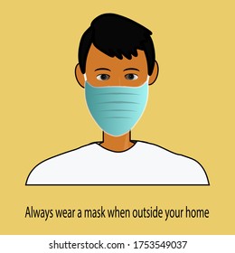 Always wear a mask when outside your home to avoid covid-19