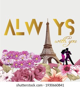 Always with you slogan special illustration art design - Vector
