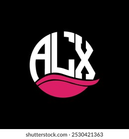 Monograma do logotipo ALX isolado no modelo de design do elemento do círculo, design do logotipo da letra ALX no fundo preto. Conceito de logotipo de letra de iniciais criativas ALX. ALX.
