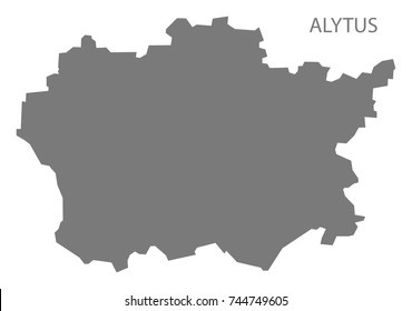 Alytus county map of Lithuania grey illustration silhouette shape