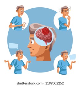 Alzhaimer old man round icons