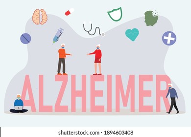 Alzheimer 2D flat vector concept for banner, website, illustration, landing page, flyer, etc