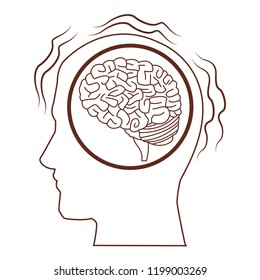 Alzheimer brain inside head silhouette