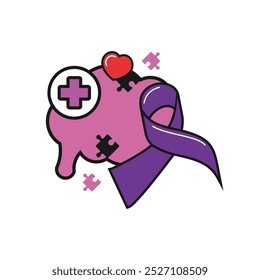 Alzheimer Day Groovy Element Vector Design