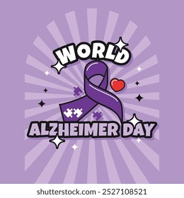 Alzheimer Day Groovy Vector Design