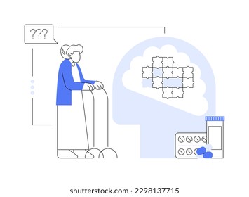 Alzheimer disease abstract concept vector illustration. Amnesia diagnosis, dementia, alzheimer treatment, degenerative disease, dotage problem, aged people illness, memory loss abstract metaphor.