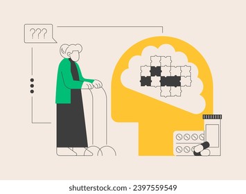 Alzheimer disease abstract concept vector illustration. Amnesia diagnosis, dementia, alzheimer treatment, degenerative disease, dotage problem, aged people illness, memory loss abstract metaphor.