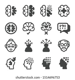 Alzheimer Disease Icon Set,vector And Illustration