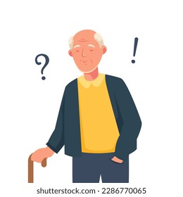 Alzheimer disease with old man illustration