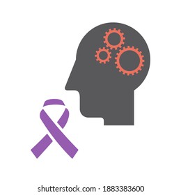 alzheimer icon, purple ribbon. Vector sign for web graphic.