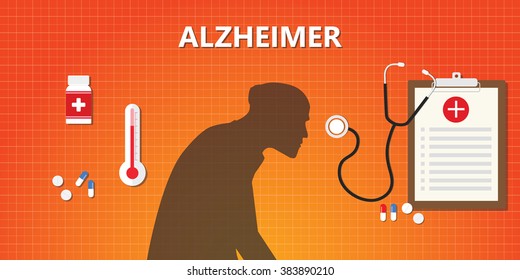 alzheimer old people illustration with medicine and medical health vector