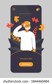 Alzheimer patients concept. People suffering from brain disease and memory loss, getting medical help. Vector illustration for neurology therapy, mental illness risk topics
