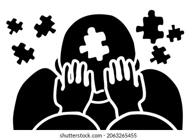 Alzheimer Patients.People Suffering From Brain Disease And Memory Loss, Getting Medical Help.dementia Memory Lost.neurology Therapy, Mental Health Risk Topics.World Alzheimer's Day Vector.ptsd Month.