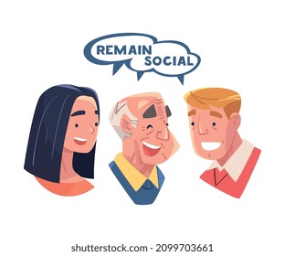 Alzheimer Prevention with Elderly Man Talking to Someone Remaining Social Vector Illustration