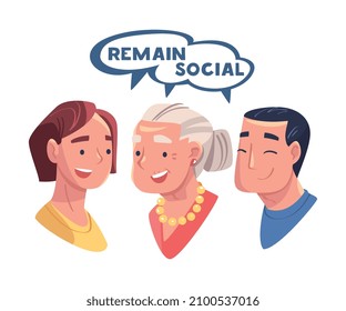 Alzheimer Prevention with Elderly Woman Talking to Someone Remaining Social Vector Illustration