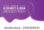 alzheimer ''s and brain awareness month observed every year in June. Template for background, banner, card, poster with text inscription.