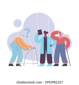 alzheimer three persons group characters