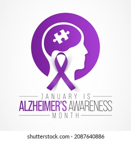 Alzheimer's Awareness Month Is Observed Every Year In January, Is A Progressive Neurologic Disorder That Causes The Brain To Shrink (atrophy) And Brain Cells To Die. Vector Illustration