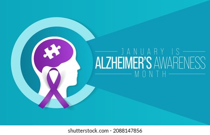 Alzheimer's Awareness Month Is Observed Every Year In January, Is A Progressive Neurologic Disorder That Causes The Brain To Shrink (atrophy) And Brain Cells To Die. Vector Illustration