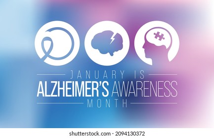 Alzheimer's Awareness Month Is Observed Every Year In January, Is A Progressive Neurologic Disorder That Causes The Brain To Shrink (atrophy) And Brain Cells To Die. Vector Illustration