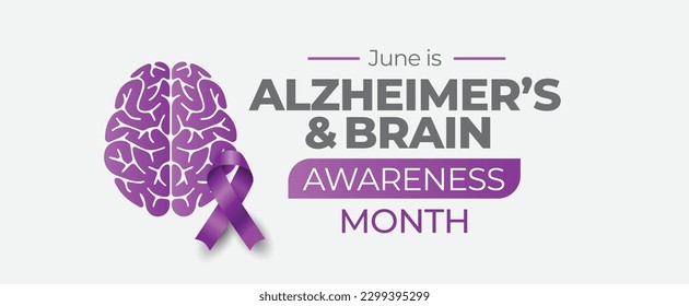 Alzheimer's and Brain Awareness Month. June. Vector banner. Eps10