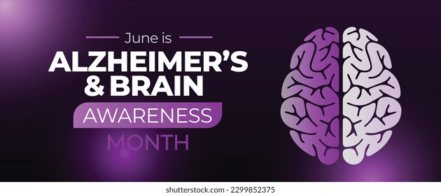 Alzheimer's and Brain Awareness Month. June. Vector banner. Eps10