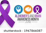 Alzheimer's and Brain awareness month is observed every year in June. it is an irreversible, progressive brain disorder that slowly destroys memory and thinking skills. Vector illustration.
