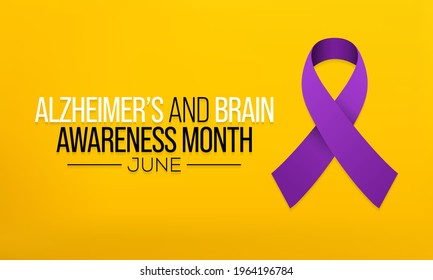 Alzheimer's and Brain awareness month is observed every year in June. it is an irreversible, progressive brain disorder that slowly destroys memory and thinking skills. Vector illustration.