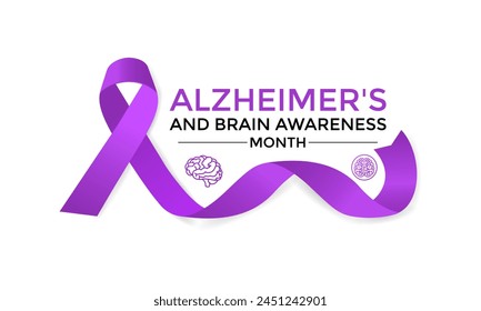 Alzheimer's and Brain awareness month is observed every year in June Vector Illustration. Banner design template.