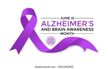 Alzheimer's and Brain awareness month is observed every year in June Vector Illustration. Banner design template.