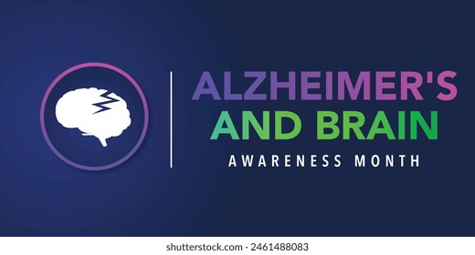 Alzheimer's and Brain awareness month is observed every year in June. it is an irreversible, progressive brain disorder that slowly destroys memory and thinking skills. Vector illustration


