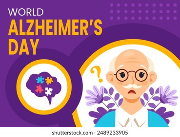 Alzheimer's Day Social Media Background Flat Cartoon Hand Drawn Templates Illustration