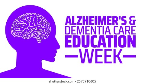 Alzheimer's and dementia care education week background banner or poster design template. observed every year in February. Holiday concept. Use to any Template, card, poster, placard, template.