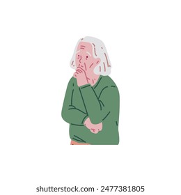 Alzheimer's disease affects brain health in older people, leading to memory problems. This vector illustration shows an elderly woman suffering from dementia